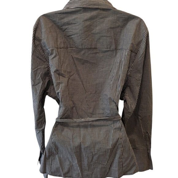Lane Bryant Small Check Tunic Blouse Sz 22/2X Belted Long Sleeve Black White - Picture 5 of 7